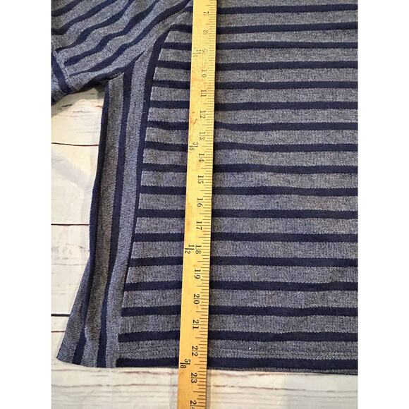 June and Delancy Striped Tee 3/4 Length Scroop Neck Navy Striped Preppy - Picture 7 of 7